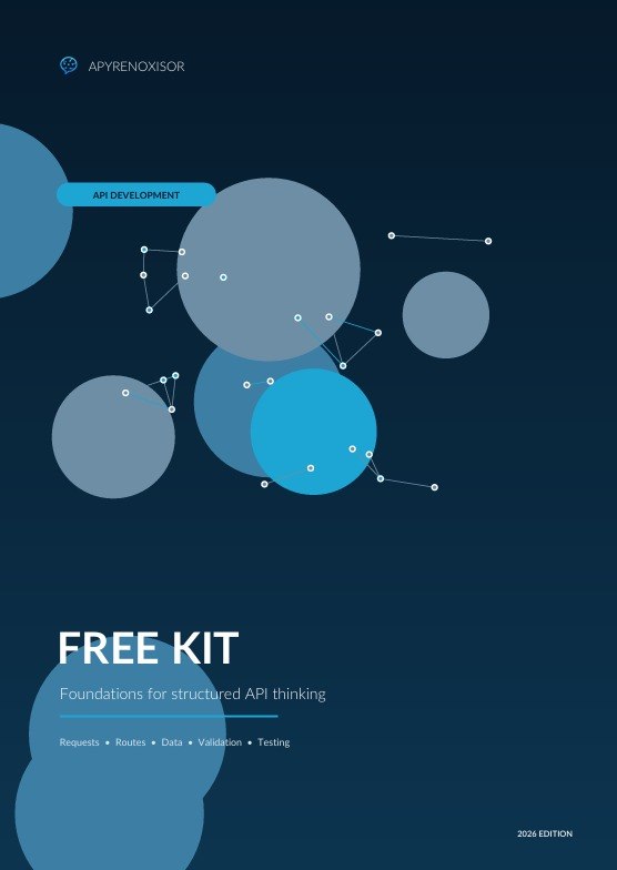 A dark blue book or guide cover with abstract overlapping circles in light blue and gray, plus white text reading 'APYRENDOWNSOR' at the top and 'FREE KIT' with smaller subtitle text near the bottom.