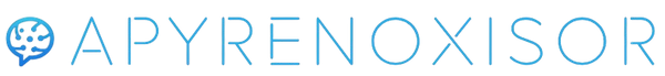 The image shows a blue and white logo with the text 'APYRENOXISOR' on a solid white background.