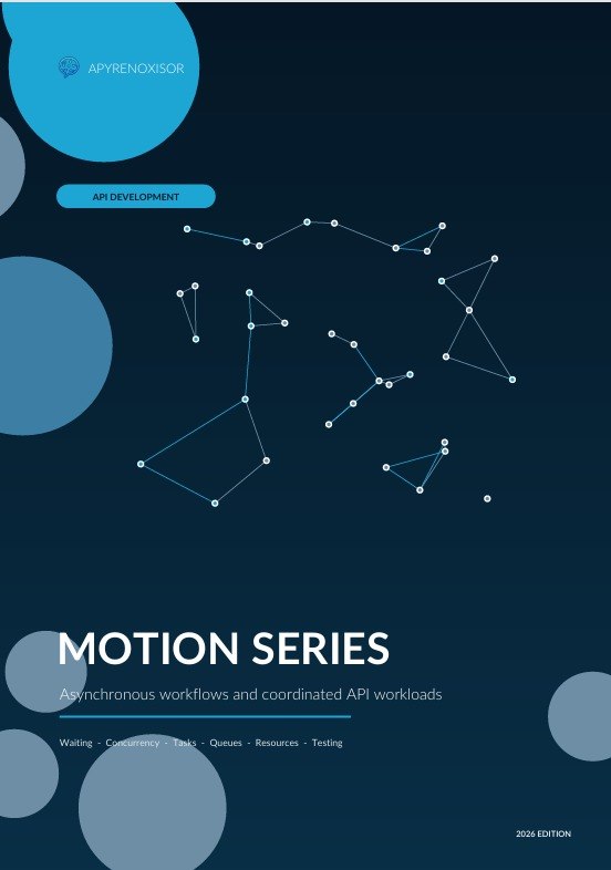 A dark blue book or report cover reading 'MOTION SERIES' with '2026 EDITION' at the bottom right. The cover includes abstract circular shapes and a constellation-like line diagram made of white dots and thin lines.
